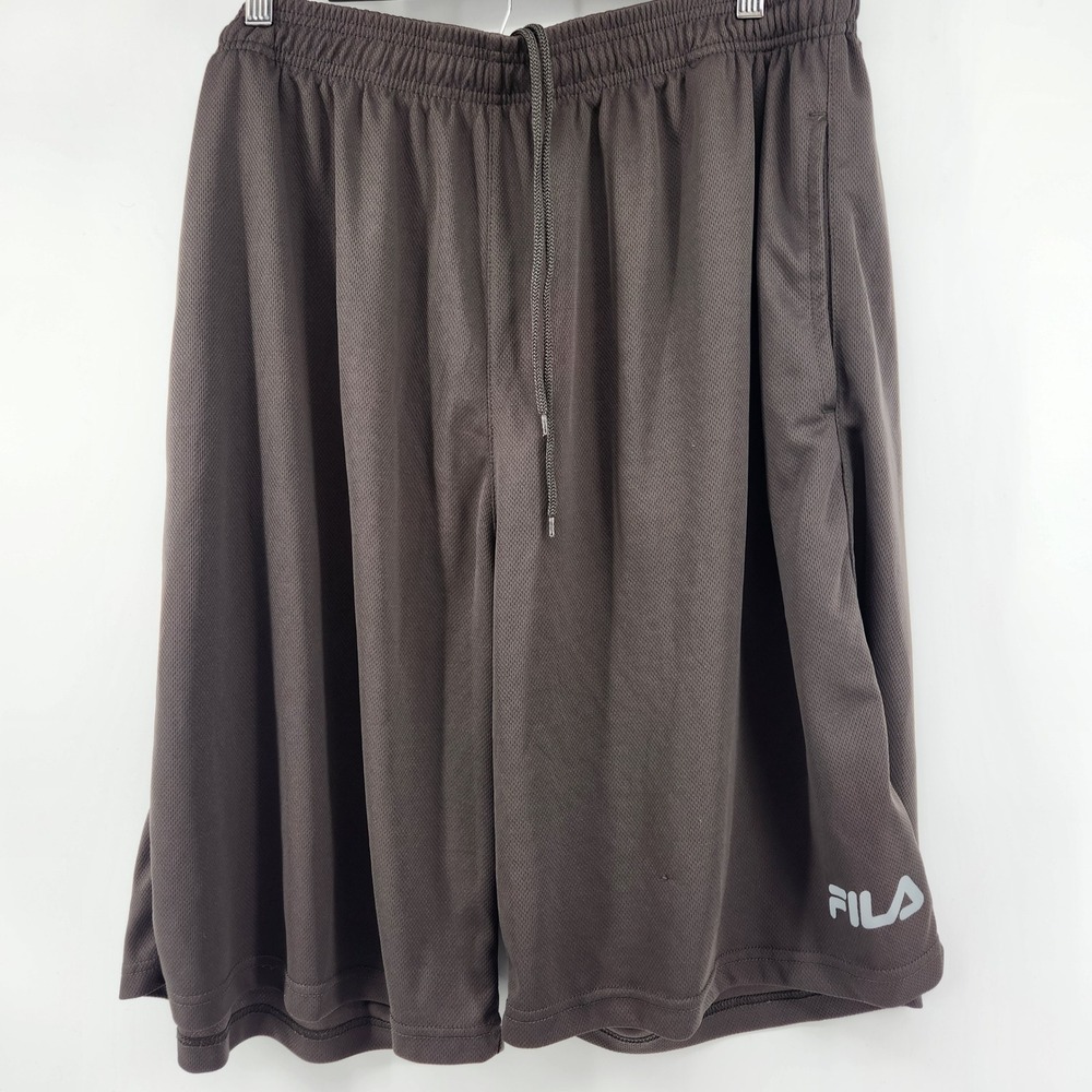 Fila Mens Mesh Athletic Shorts Gray Charcoal Elastic Drawstring Gym Training 4XL